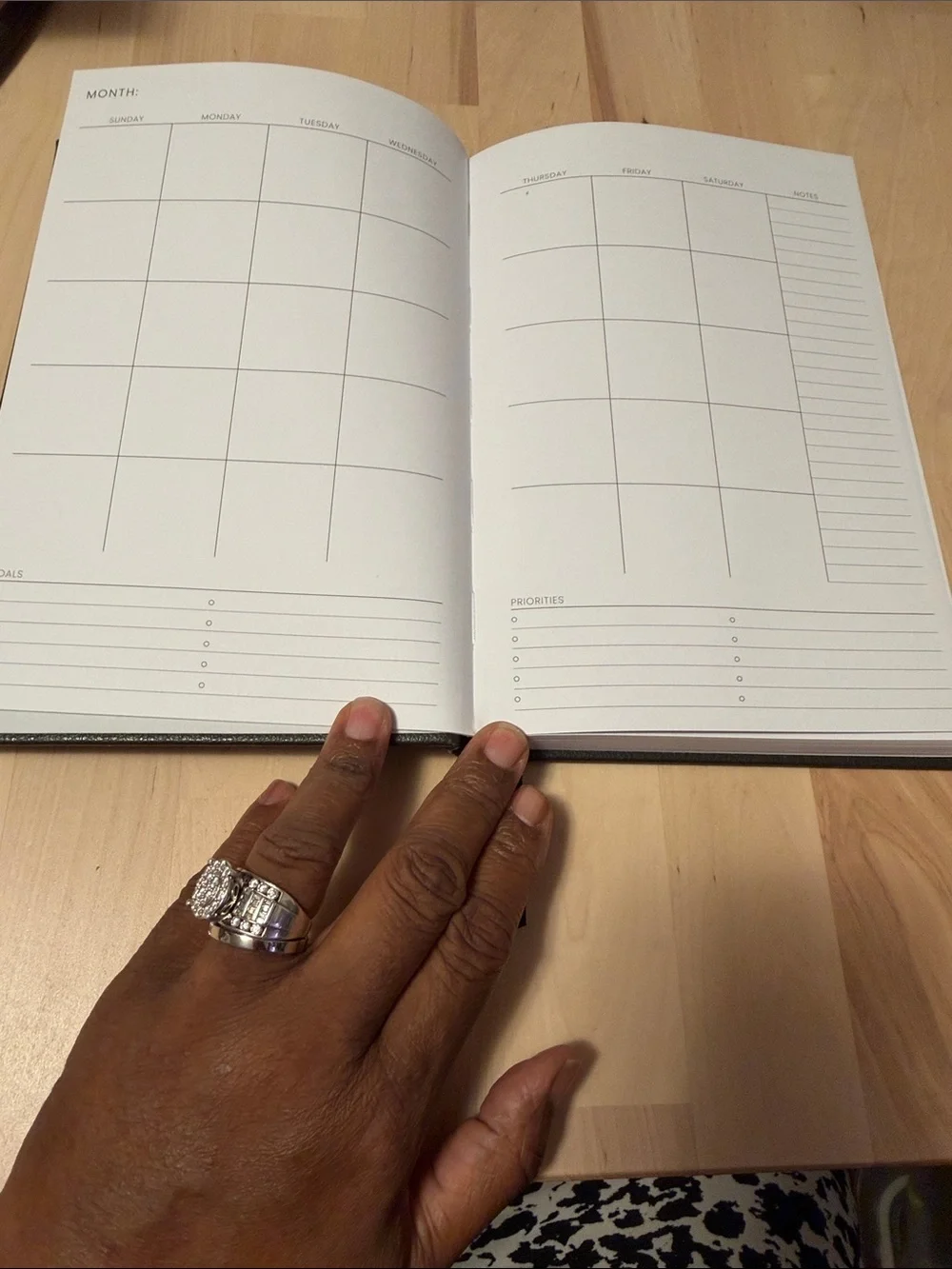 Undated Daily Planner Hardcover Notebook in Black